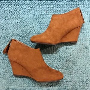 Suede Wedge booties/NWOB